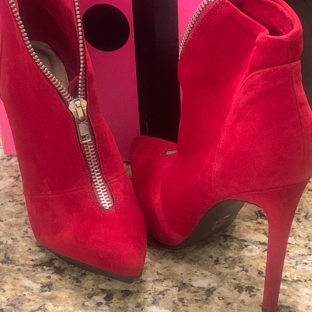 Michael Antonio Red Velvet Suede Boots